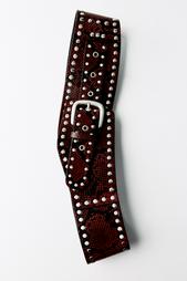 STUDDED ANIMAL PRINT LEATHER CORSET BELT