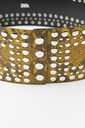 ANIMAL PRINT STUDDED LEATHER SASH BELT