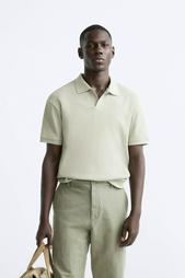 TEXTURED POLO SHIRT WITH RIBBED TRIMS