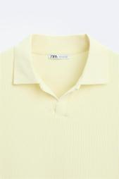 TEXTURED POLO SHIRT WITH RIBBED TRIMS