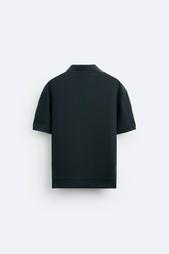 TEXTURED POLO SHIRT WITH RIBBED TRIMS