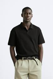 TEXTURED POLO SHIRT WITH RIBBED TRIMS