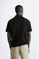 TEXTURED POLO SHIRT WITH RIBBED TRIMS