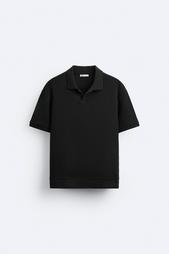 TEXTURED POLO SHIRT WITH RIBBED TRIMS