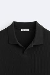 TEXTURED POLO SHIRT WITH RIBBED TRIMS