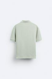 TEXTURED POLO SHIRT WITH RIBBED TRIMS