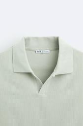 TEXTURED POLO SHIRT WITH RIBBED TRIMS