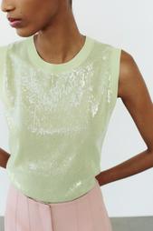 SLEEVELESS SEQUINNED KNIT TOP