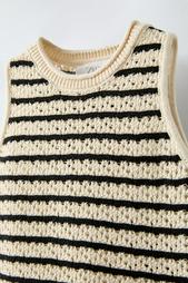 STRIPED KNIT CROCHET TOP