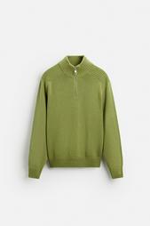 HIGH NECK QUARTER-ZIP SWEATER