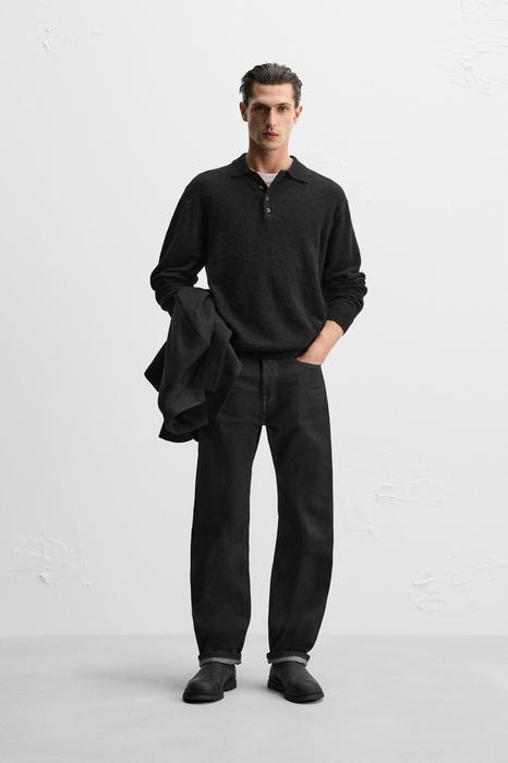 COTTON-WOOL KNIT POLO SHIRT