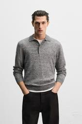 COTTON-WOOL KNIT POLO SHIRT