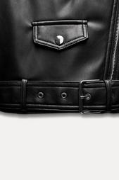 CROPPED LEATHER EFFECT BIKER JACKET