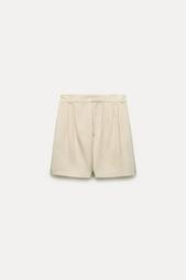 HIGH-WAIST PLEATED BERMUDA SHORTS