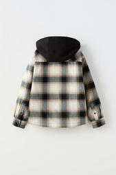 QUILTED CHECK OVERSHIRT WITH HOOD