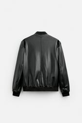 LEATHER EFFECT BOMBER JACKET