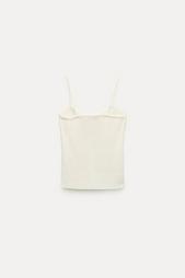 PLAIN LINEN BLEND KNIT TOP WITH KNOT DETAIL