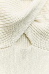 PLAIN LINEN BLEND KNIT TOP WITH KNOT DETAIL