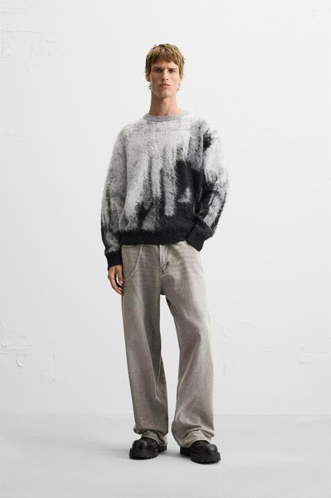 BRUSHED TEXTURED JACQUARD SWEATER