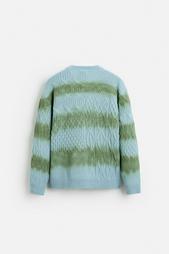 SPRAY PRINT CABLE-KNIT SWEATER