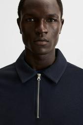 TEXTURED WEAVE POLO SHIRT WITH ZIP