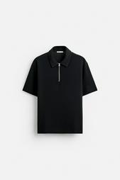 TEXTURED WEAVE POLO SHIRT WITH ZIP