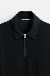 TEXTURED WEAVE POLO SHIRT WITH ZIP