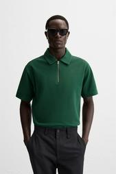 TEXTURED WEAVE POLO SHIRT WITH ZIP