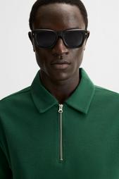 TEXTURED WEAVE POLO SHIRT WITH ZIP