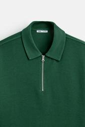 TEXTURED WEAVE POLO SHIRT WITH ZIP