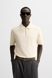 TEXTURED WEAVE POLO SHIRT WITH ZIP