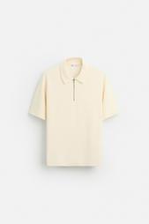 TEXTURED WEAVE POLO SHIRT WITH ZIP