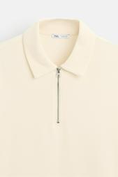 TEXTURED WEAVE POLO SHIRT WITH ZIP