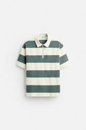 TEXTURED WEAVE POLO SHIRT WITH ZIP