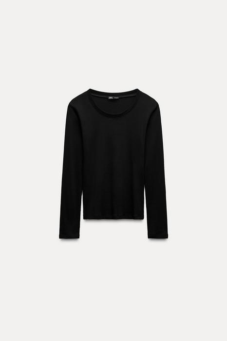 RIBBED LONG SLEEVE T-SHIRT