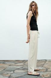 STRIPED LINEN BLEND TROUSERS