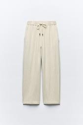 STRIPED LINEN BLEND TROUSERS