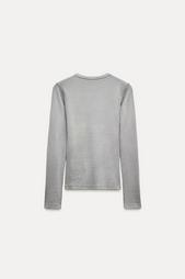 LONG SLEEVE WASHED EFFECT RIBBED T-SHIRT