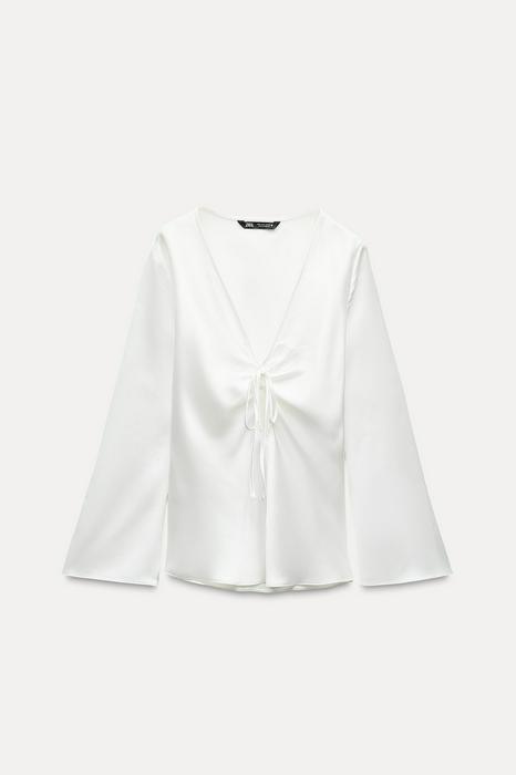 SATIN SHIRT WITH BOW