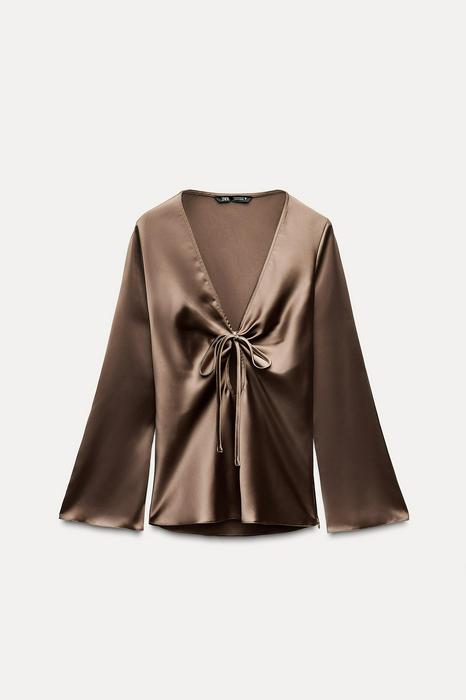 SATIN SHIRT WITH BOW