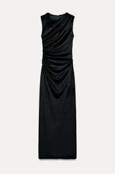 DRAPED VELVET MIDI DRESS