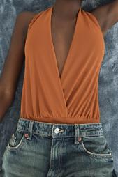 TULLE HALTER SCARF BODYSUIT