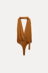 TULLE HALTER SCARF BODYSUIT