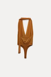 TULLE HALTER SCARF BODYSUIT