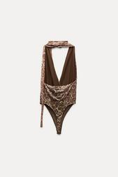 TULLE HALTER SCARF BODYSUIT