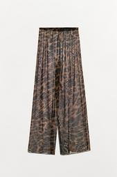 ANIMAL PRINT LACE-TRIMMED TROUSERS