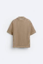 TEXTURED OPENWORK POLO SHIRT