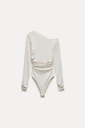 ASYMMETRIC RUCHED BODYSUIT