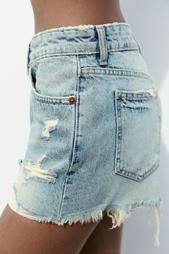 TRF RIPPED MID-RISE DENIM SHORTS