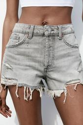 TRF RIPPED MID-RISE DENIM SHORTS